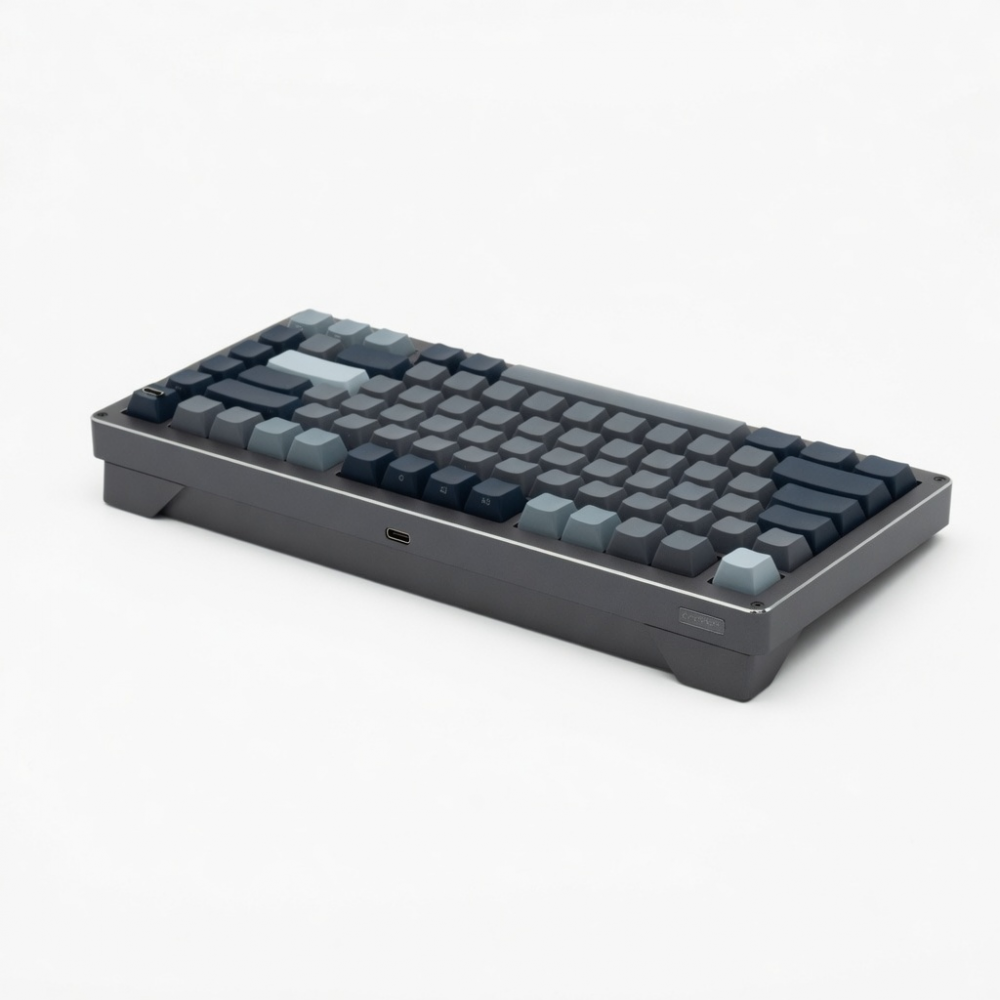 75-Key Wireless Mechanical Keyboard, Aluminum Frame, RGB Backlit, Dark Gray and Blue