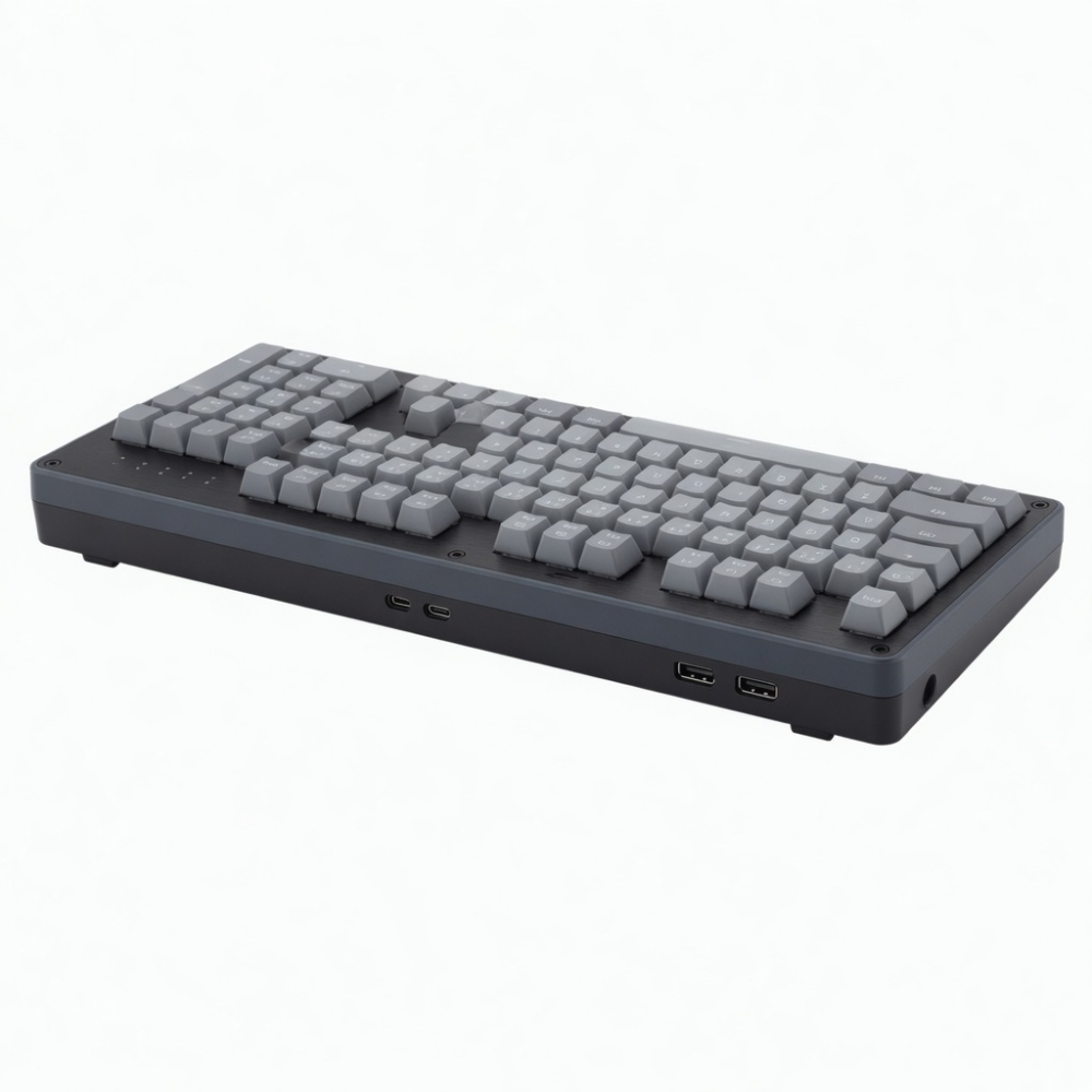 108-Key Wireless Mechanical Keyboard, Full-Size Gray Keyboard with Number Pad