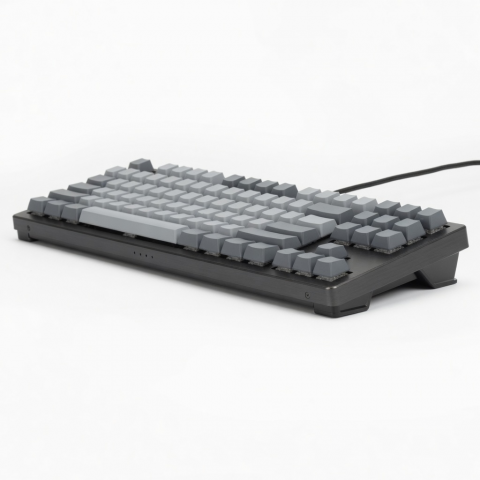 98-Key Wired Mechanical Keyboard, Gray Keycaps, Black Aluminum Frame