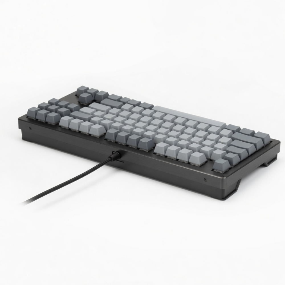 98-Key Wired Mechanical Keyboard, Gray Keycaps, Black Aluminum Frame