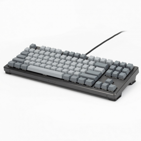 98-Key Wired Mechanical Keyboard, Gray Keycaps, Black Aluminum Frame