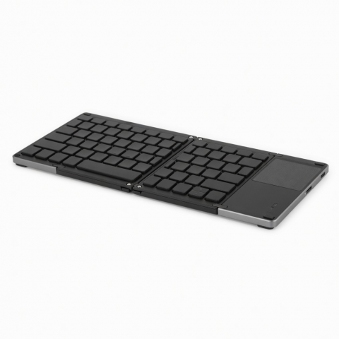 Foldable Wireless Keyboard with Touchpad, Slim Black