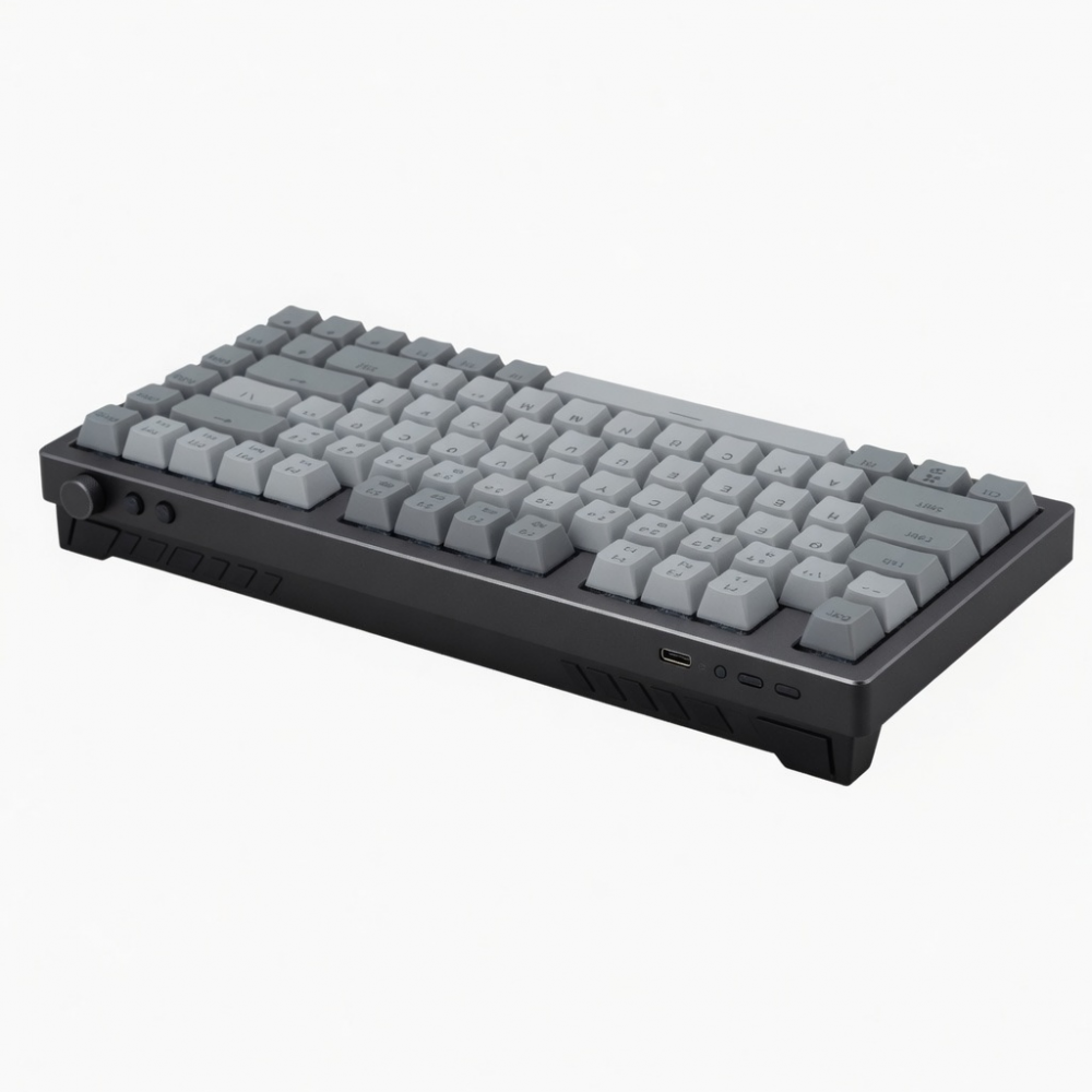 Wireless Mechanical Keyboard, Compact 75% Layout, Gray and Black
