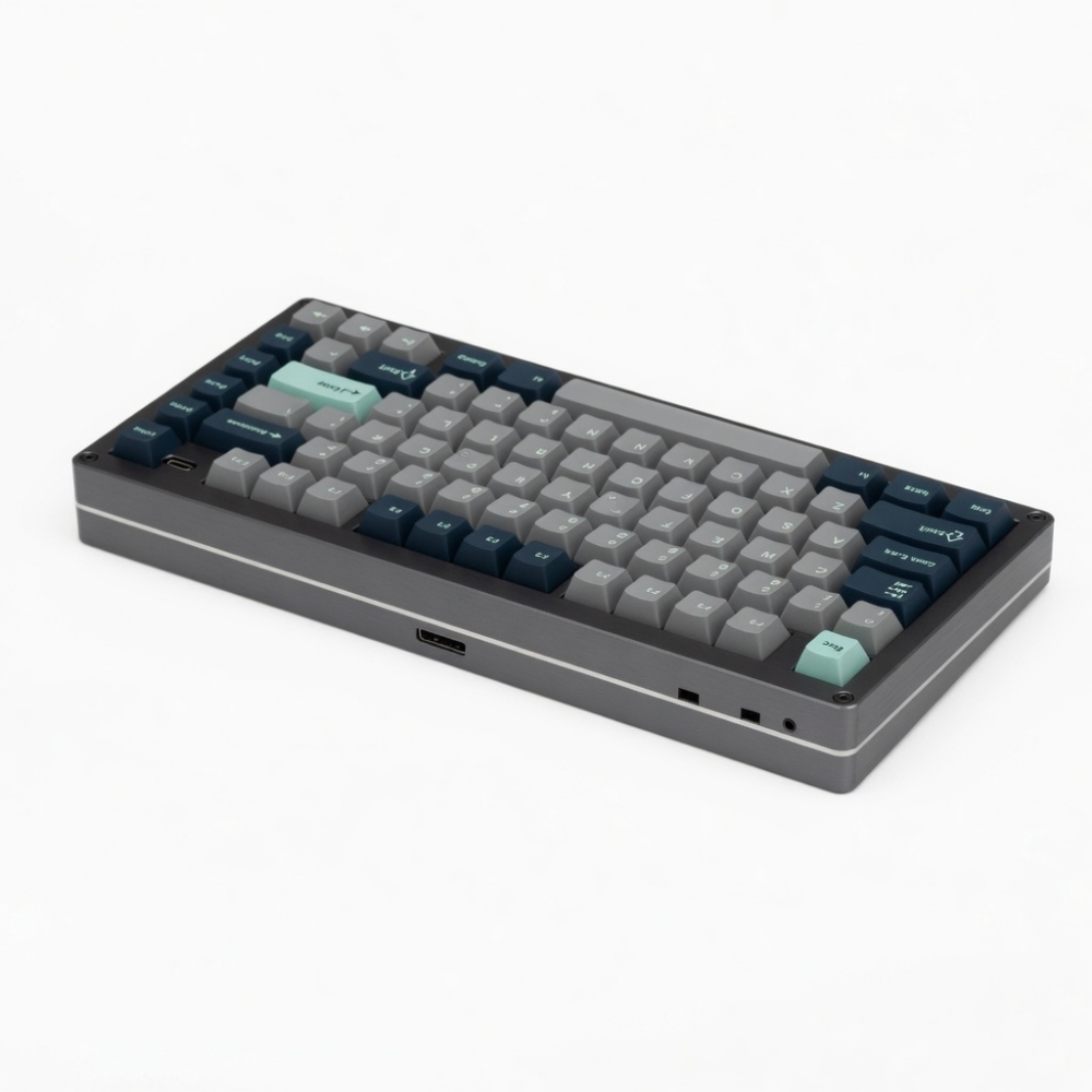 Mechanical Keyboard, 80-Key Compact Layout, Gray Blue Keycaps, Wired Connectivity