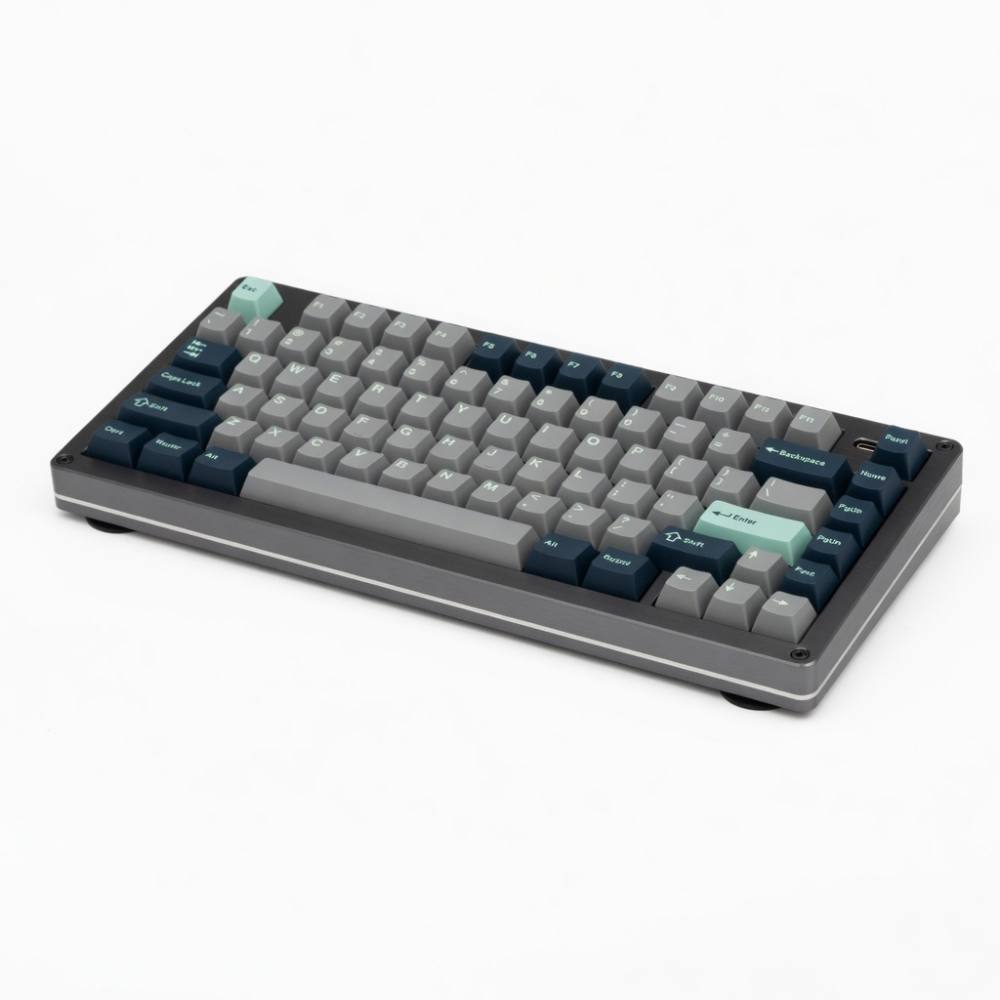 Mechanical Keyboard, 80-Key Compact Layout, Gray Blue Keycaps, Wired Connectivity