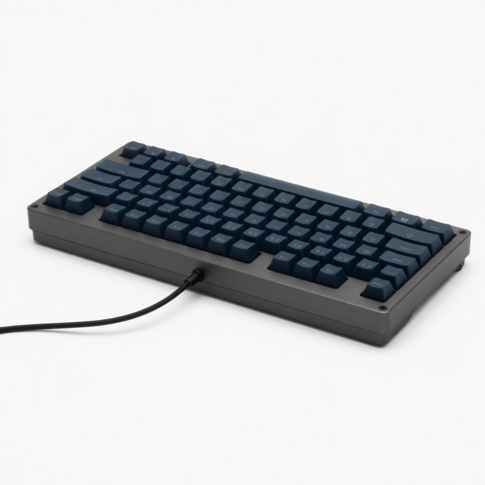 Wireless Mechanical Keyboard, Compact Layout, Dark Blue Keycaps, Gray Frame