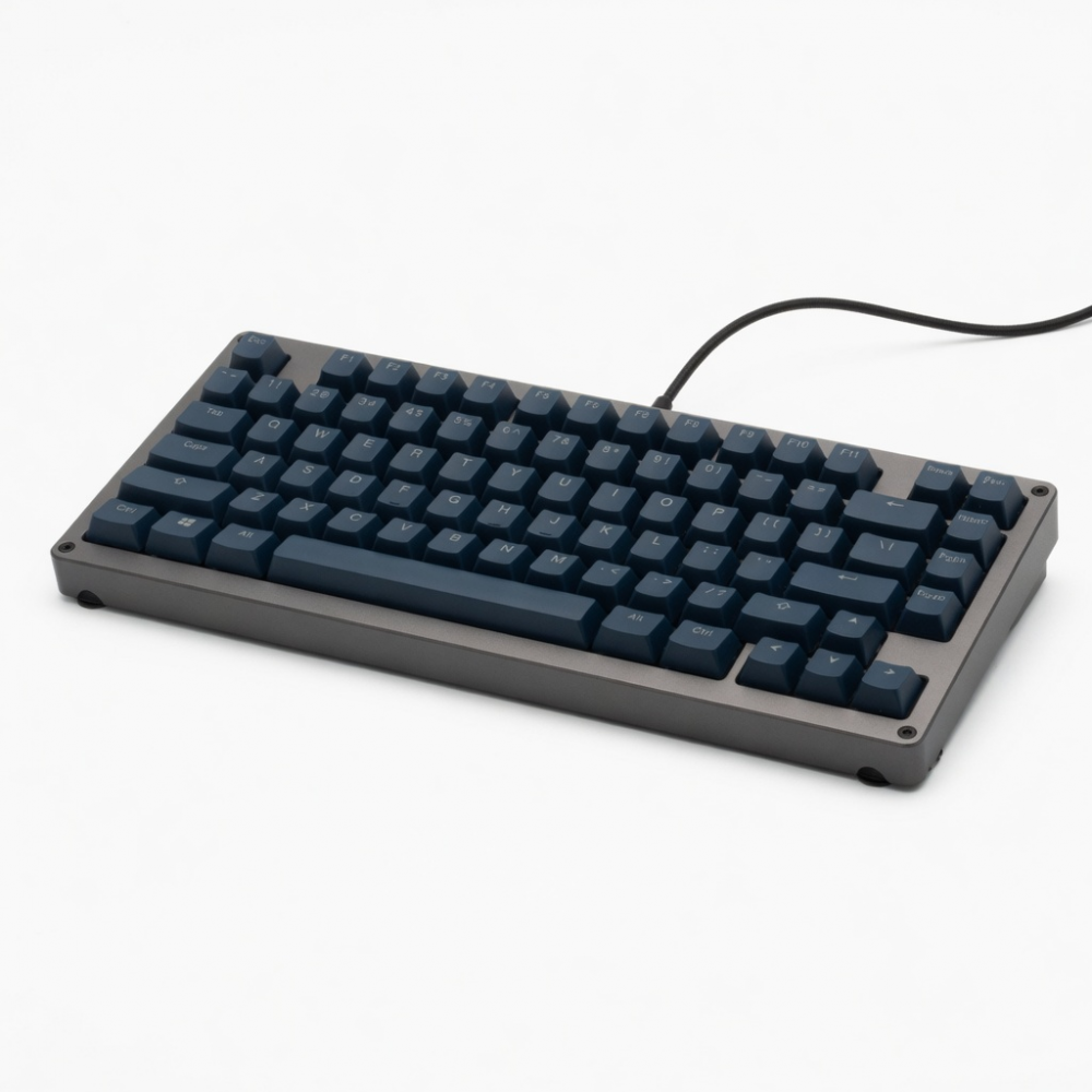 Wireless Mechanical Keyboard, Compact Layout, Dark Blue Keycaps, Gray Frame