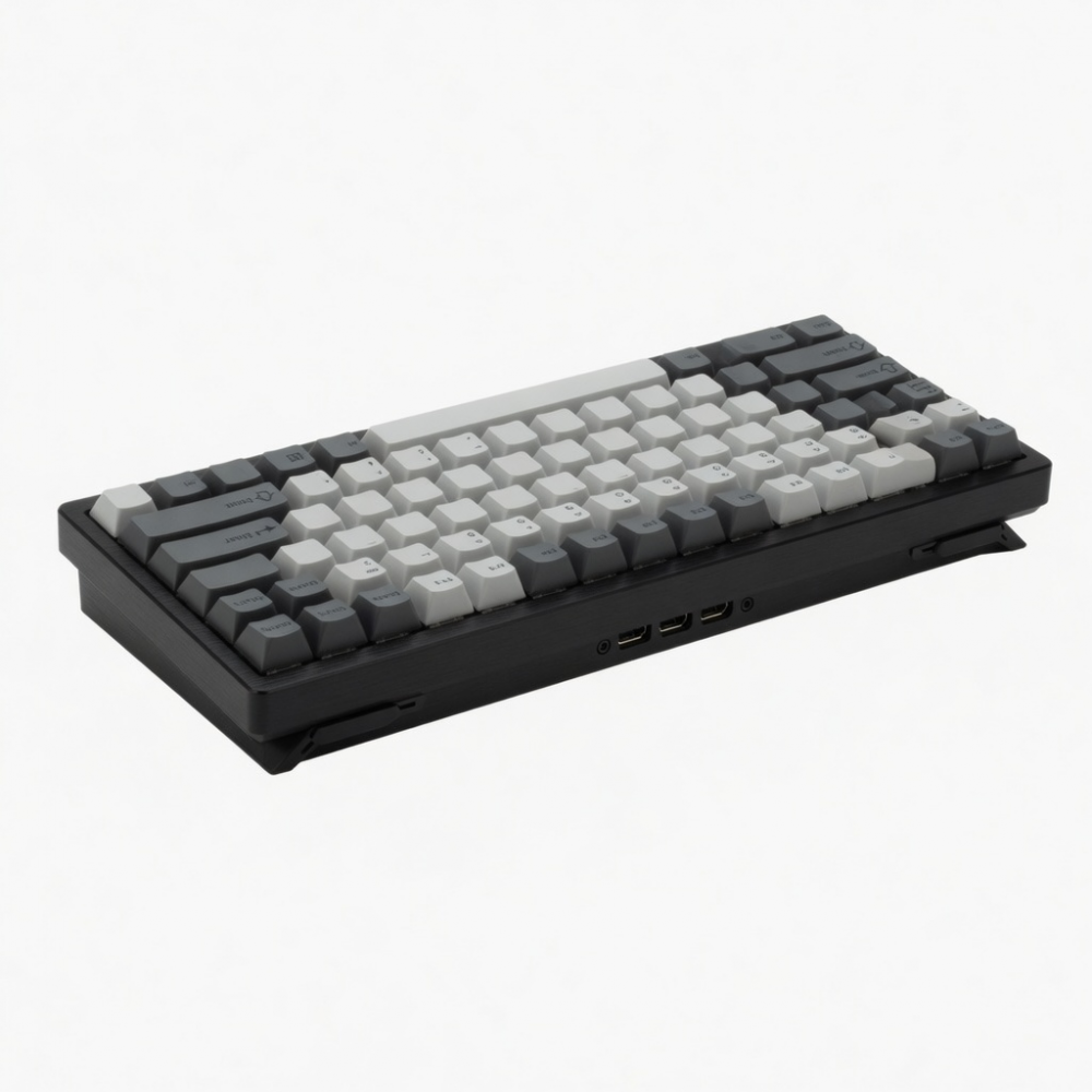 75% Mechanical Keyboard, Gray and Black Keycaps, Compact Layout