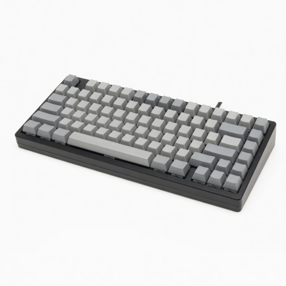 75% Mechanical Keyboard, Gray Keycaps, Black Case