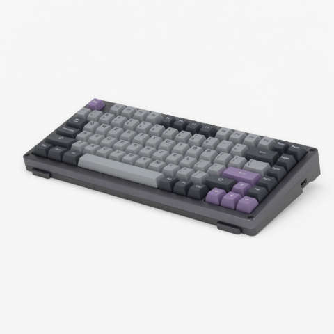 84-Key Wireless Mechanical Keyboard, Gray Purple Keycaps, QMK/VIA Programmable Layout