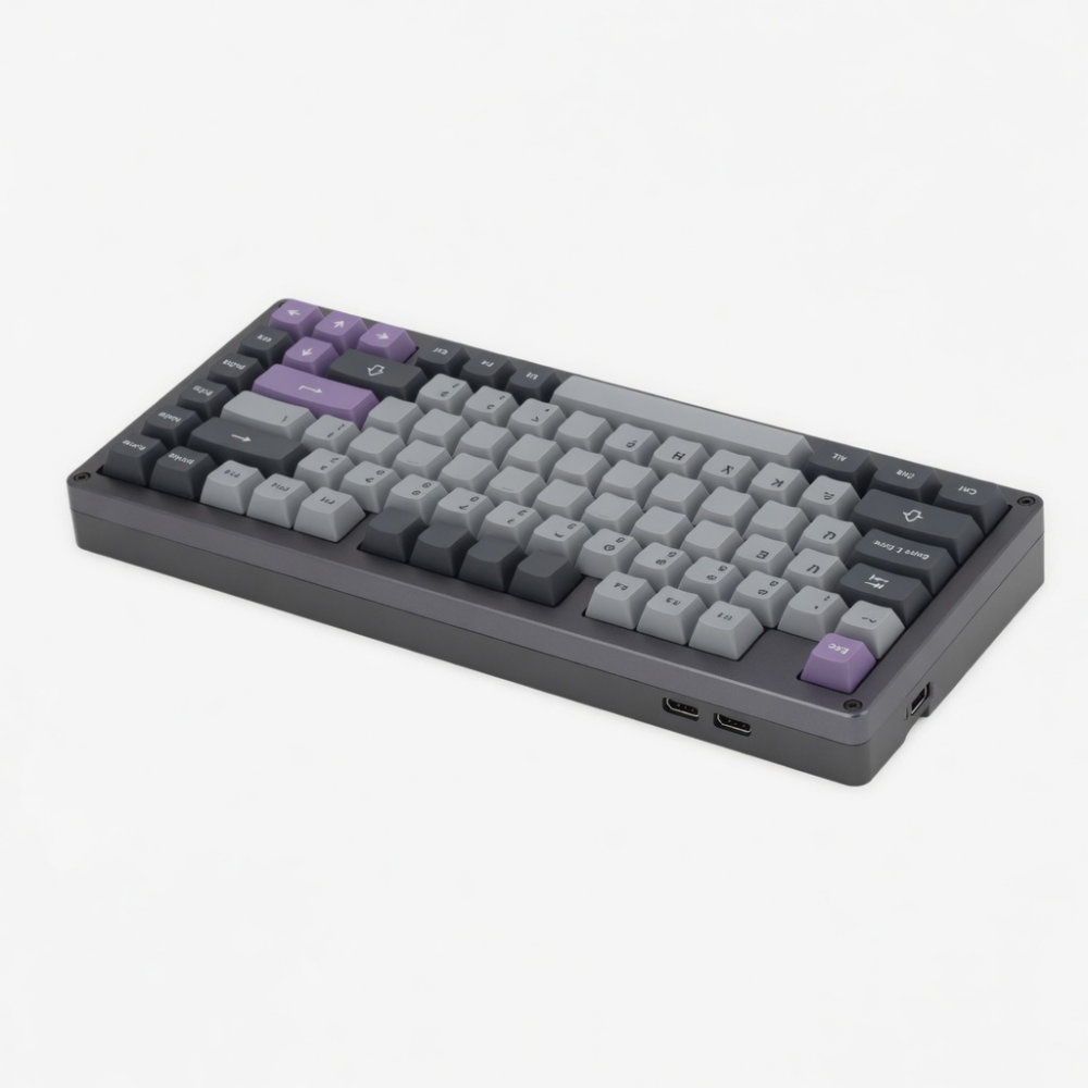 84-Key Wireless Mechanical Keyboard, Gray Purple Keycaps, QMK/VIA Programmable Layout