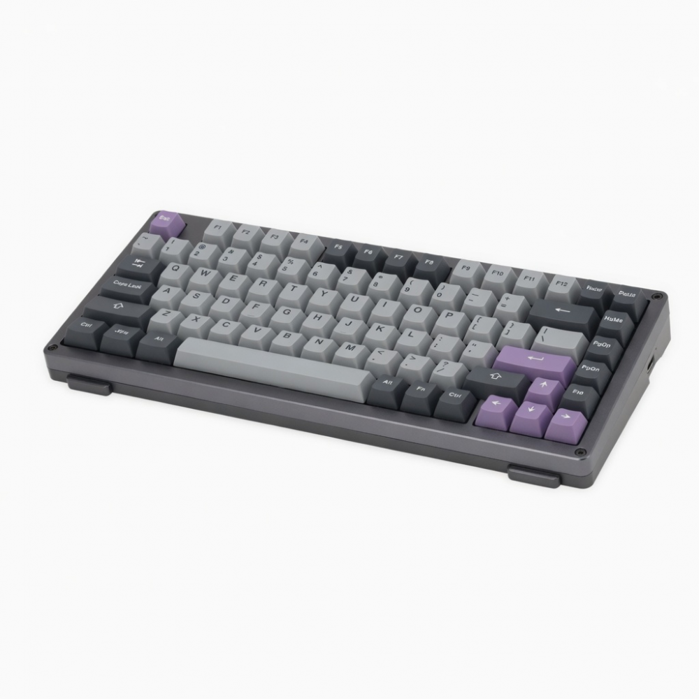 84-Key Wireless Mechanical Keyboard, Gray Purple Keycaps, QMK/VIA Programmable Layout