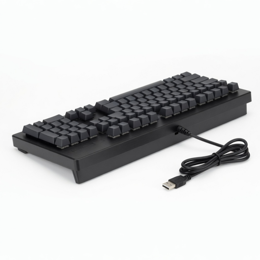 70-Key Mechanical Keyboard, Black Wired Design