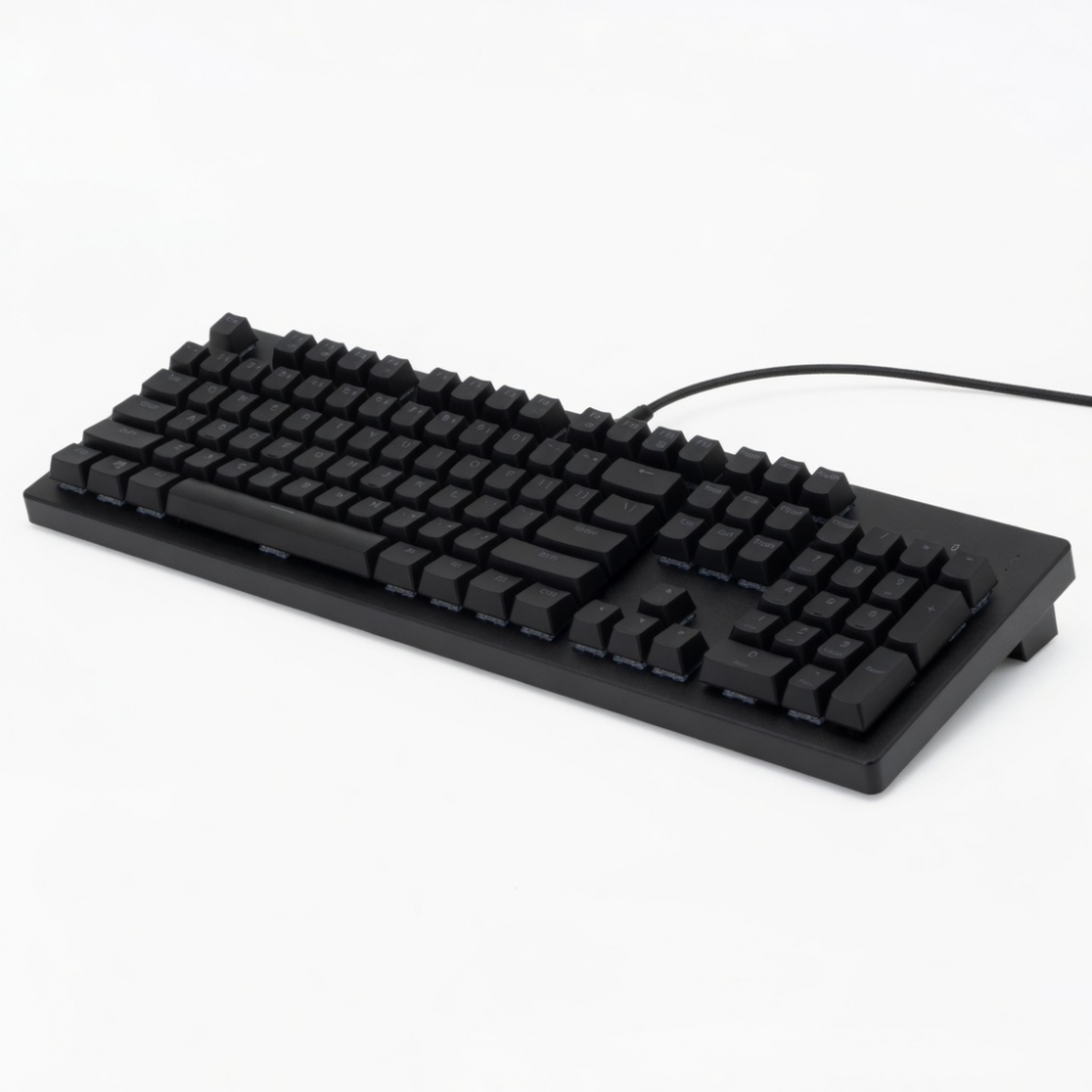 Black Wired Mechanical Keyboard, 104-Key Full-Size Layout