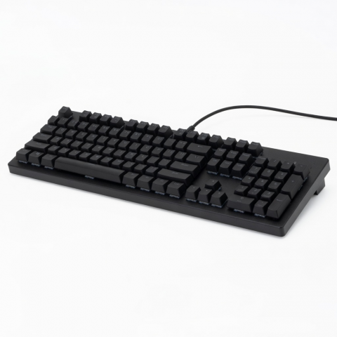 Black Wired Mechanical Keyboard, 104-Key Full-Size Layout