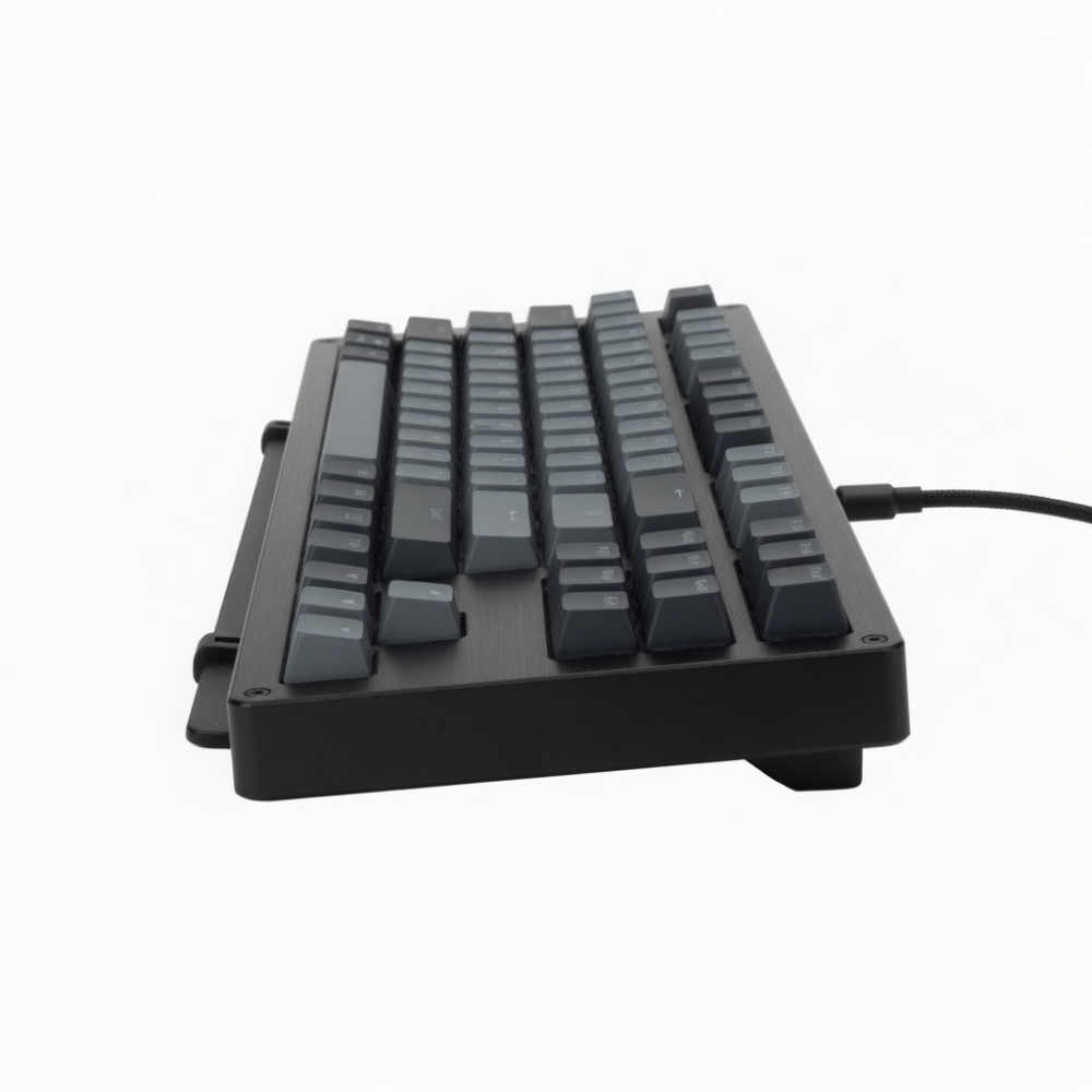 87-Key Wired Mechanical Keyboard, Compact Layout, Gray Keycaps, Black Aluminum Case