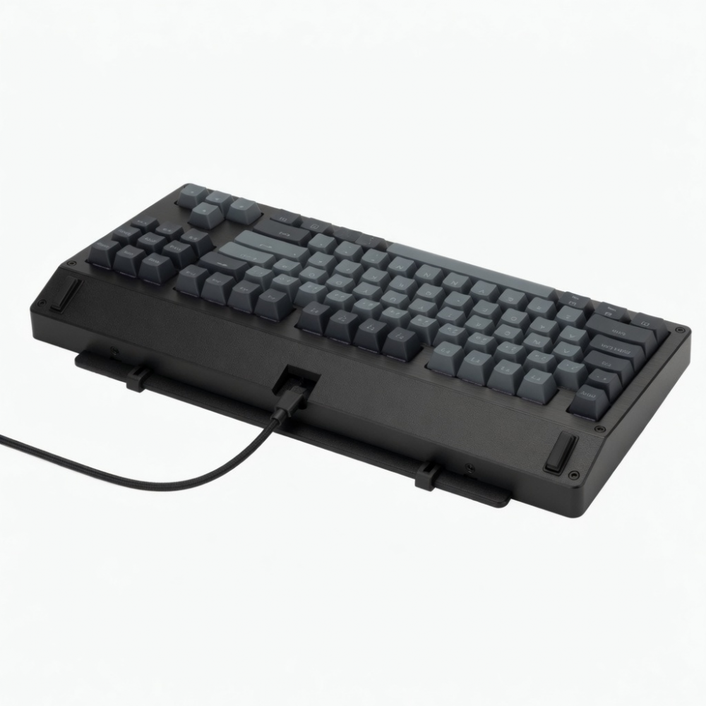 87-Key Wired Mechanical Keyboard, Compact Layout, Gray Keycaps, Black Aluminum Case