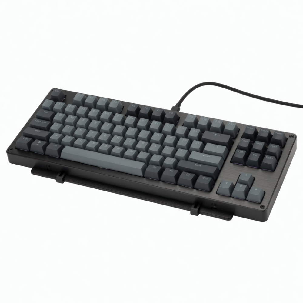 87-Key Wired Mechanical Keyboard, Compact Layout, Gray Keycaps, Black Aluminum Case