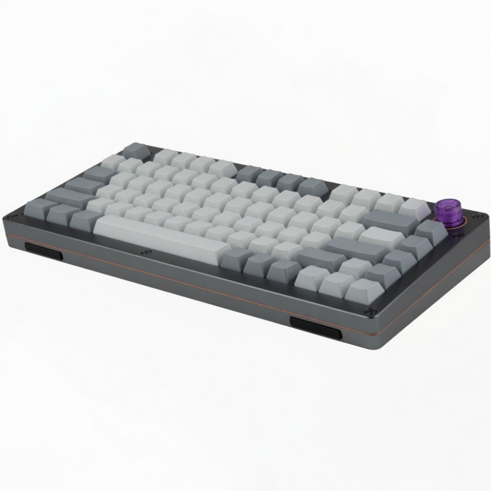 65-Key Mechanical Keyboard, Gray Keycaps, Metal Frame, Rotary Knob