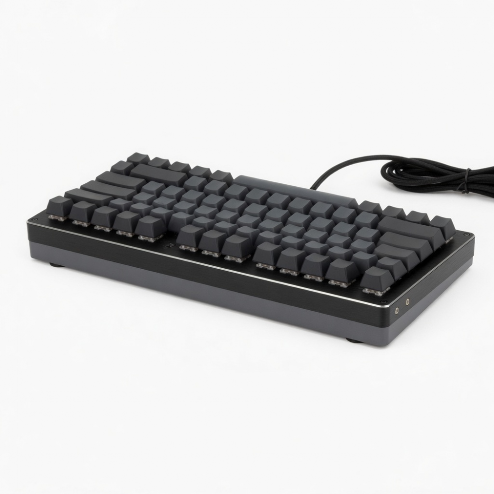 75-Key Mechanical Keyboard, Compact Wired Design, Black Keycaps